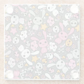 かわいいの灰色パターン ガラスコースター (裏面)