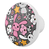 かわいいの灰色パターン セラミックノブ (右)