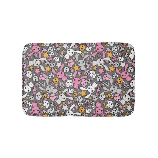 かわいいの灰色パターン バスマット (正面)