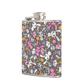 かわいいの灰色パターン フラスク (左)