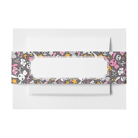 かわいいの灰色パターン 招待状ベリーバンド (正面例)