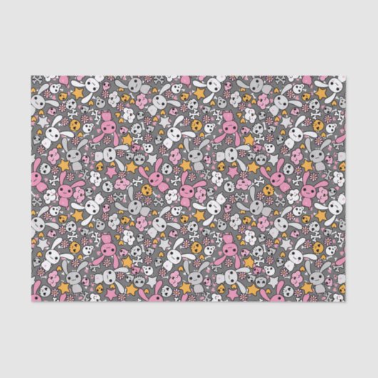 かわいいの灰色パターン 薄葉紙 (正面)