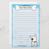 かわいいの白いブルテリアの文房具(点と) 便箋 (正面/裏面)