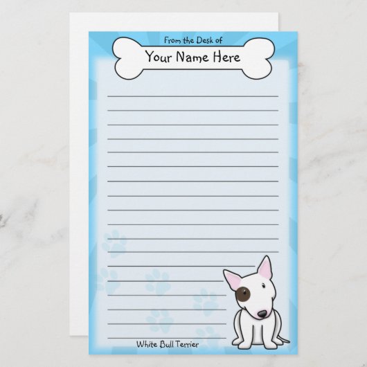 かわいいの白いブルテリアの文房具(点と) 便箋 (正面/裏面)
