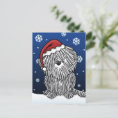 かわいいの白いPuliのクリスマスの郵便はがき シーズンポストカード (スタンド正面)