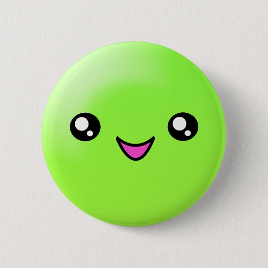かわいいの砂糖の点のライムの幸せな顔ボタン 缶バッジ (正面)