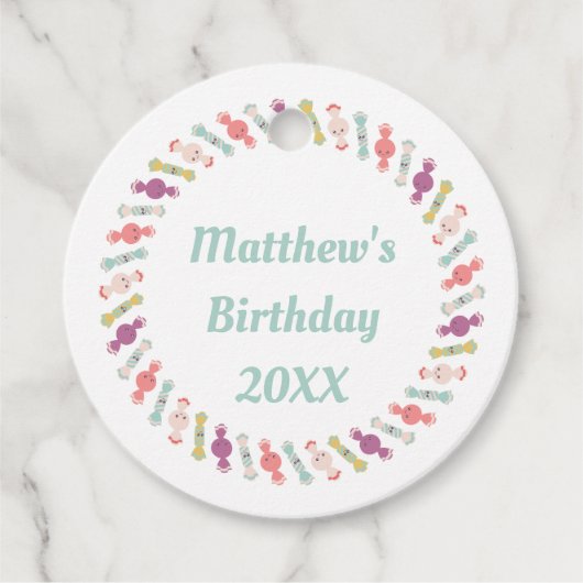 かわいいの笑顔キャンディプレゼントラベルのパーソナライズ フェイバータグ (正面)