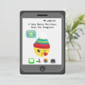 かわいいの絵文字をテーマにしたメリークリスマスグリーティング カード (スタンド正面)