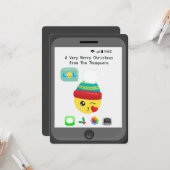 かわいいの絵文字をテーマにしたメリークリスマスグリーティング カード (正面/裏面インサイチュ)