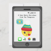 かわいいの絵文字をテーマにしたメリークリスマスグリーティング カード (正面)