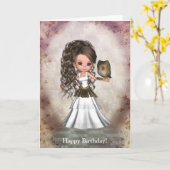 かわいいの美しいアテーナーのギリシャの女神カード カード (黄色い花)