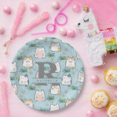 かわいいの背景（青） ペーパープレート (パーティー)