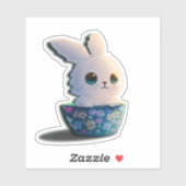 かわいいの花が付いた飾ボールのウサギ シール (シート)