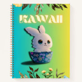 かわいいの花が付いた飾ボールのウサギ ノートブック (正面)