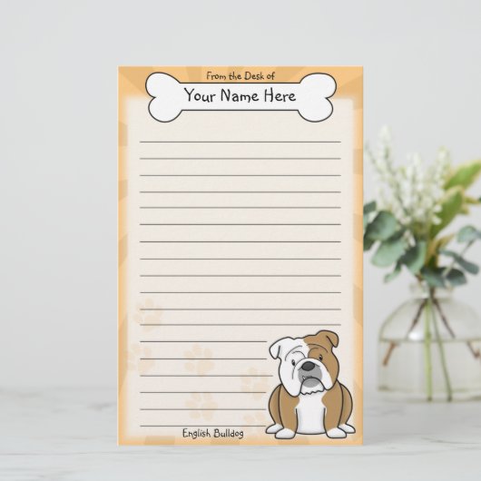 かわいいの英国のブルドッグの文房具 便箋 (スタンド正面)