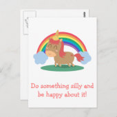 かわいいの茶色の馬はユニコーンになろうとしている ポストカード (正面/裏面)