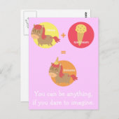 かわいいの茶色の馬はユニコーンになろうとしている ポストカード (正面/裏面)