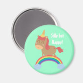 かわいいの茶色の馬はユニコーンになろうとしている マグネット (正面/裏面)
