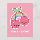 かわいいの虹のさくらんぼ ポストカード (正面)