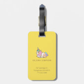 かわいいの虹のユニコーンギニーピグの柄 ラゲッジタグ (裏面縦)