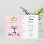 かわいいの虹の氷柱の誕生日かわいい冷やそう 招待状 (スタンド正面)