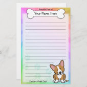 かわいいの赤いカーディガンのウェルシュコーギーの文房具 便箋 (正面/裏面)