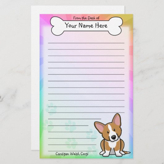 かわいいの赤いカーディガンのウェルシュコーギーの文房具 便箋 (正面/裏面)