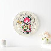 かわいいの金ゴールドの弓および花Matryoshka ラージ壁時計 (ホーム)