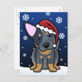 かわいいの青いHeelerのクリスマスの郵便はがき シーズンポストカード (正面/裏面)
