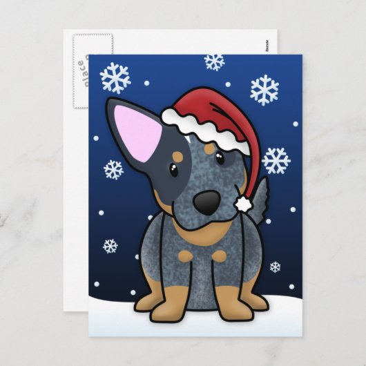 かわいいの青いHeelerのクリスマスの郵便はがき シーズンポストカード (正面/裏面)