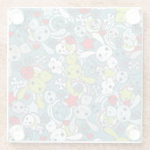 かわいいの青パターン ガラスコースター (裏面)