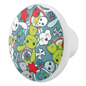 かわいいの青パターン セラミックノブ (右)