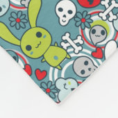 かわいいの青パターン フリースブランケット (角)