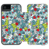 かわいいの青パターン INCIPIO iPhoneウォレットケース (フォリオ Open)