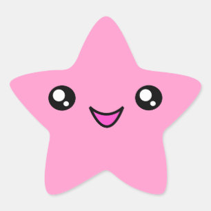 かわいいの顔のピンクの星のステッカー 星シール