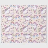 かわいいの飛んでいる丸いユニコーン ラッピングペーパー (フラット)