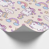 かわいいの飛んでいる丸いユニコーン ラッピングペーパー (角)