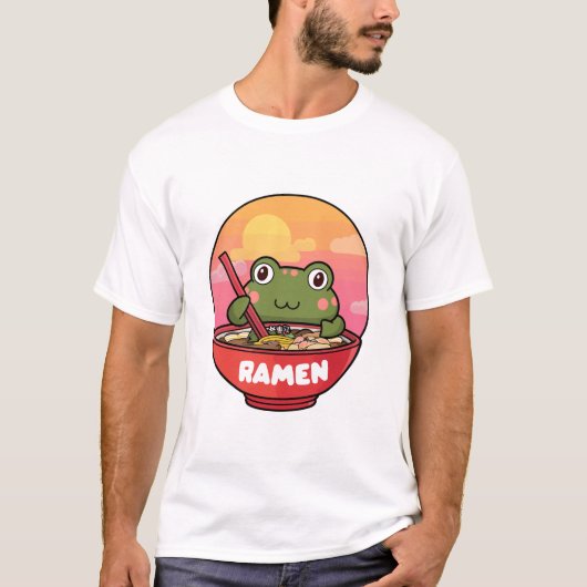 かわいいの食べカエルのラーメン Tシャツ (正面)