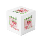 かわいいの食べ物 – かわいいストロベリー、ピンク、緑 フォトキューブ (裏面アングル)