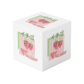 かわいいの食べ物 – かわいいストロベリー、ピンク、緑 フォトキューブ (正面アングル)