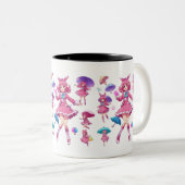 かわいいの魔法の女の子と傘付きコーヒーマグ ツートーンマグカップ (正面右)