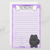 かわいいの黒いポメラニア犬の文房具 便箋 (正面/裏面)