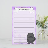 かわいいの黒いポメラニア犬の文房具 便箋 (スタンド正面)