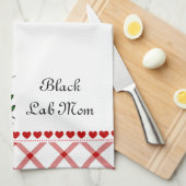 かわいいの黒いラブラドールの漫画 キッチンタオル (四つ折り)