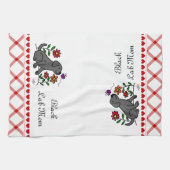 かわいいの黒いラブラドールの漫画 キッチンタオル (横)