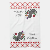 かわいいの黒いラブラドールの漫画 キッチンタオル (縦)