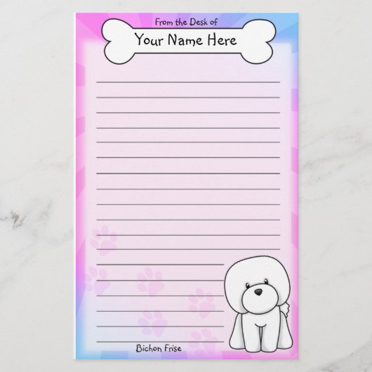 かわいいのBichon Friseの文房具 便箋 (正面)