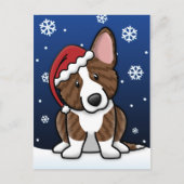 かわいいのBrindleカーディガンのウェルシュコーギーのクリスマス シーズンポストカード (正面)