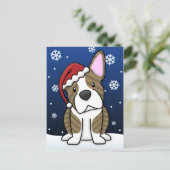 かわいいのBrindleボストンテリアのクリスマスの郵便はがき シーズンポストカード (スタンド正面)