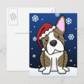 かわいいのBrindleボストンテリアのクリスマスの郵便はがき シーズンポストカード (正面/裏面)